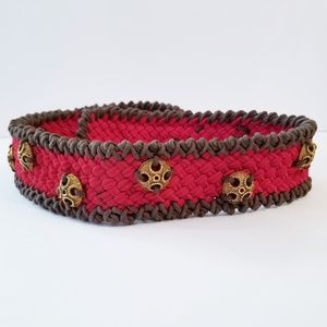Yves Saint Laurent Rive Gauche Red Woven Belt